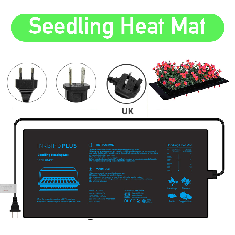 Heat Mat Seedling - Tapis chauffant pour semis, 20.75x10CM, prise
