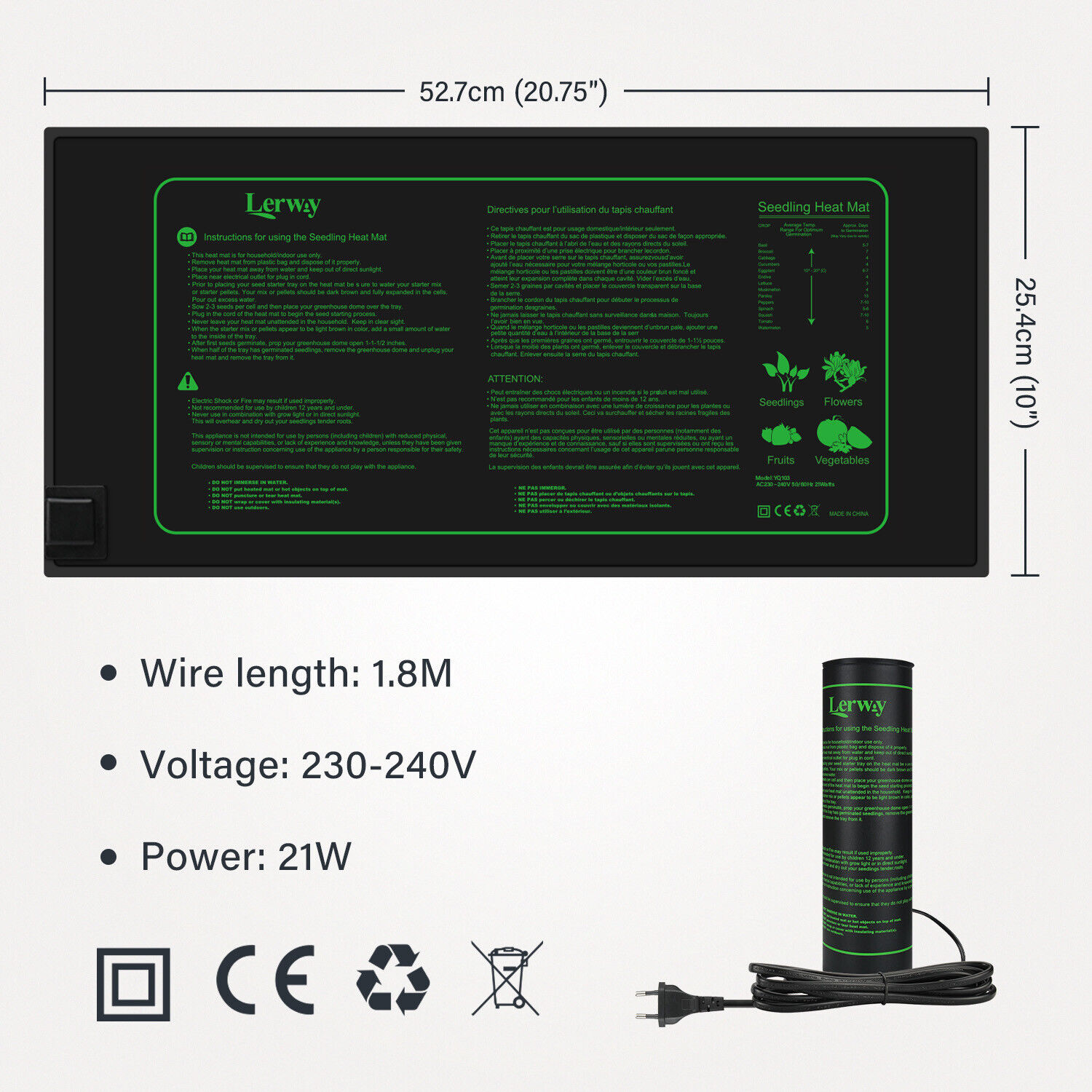 LERWAY 21W tapis chauffant pou - Heat Mat Seedling avis et prix